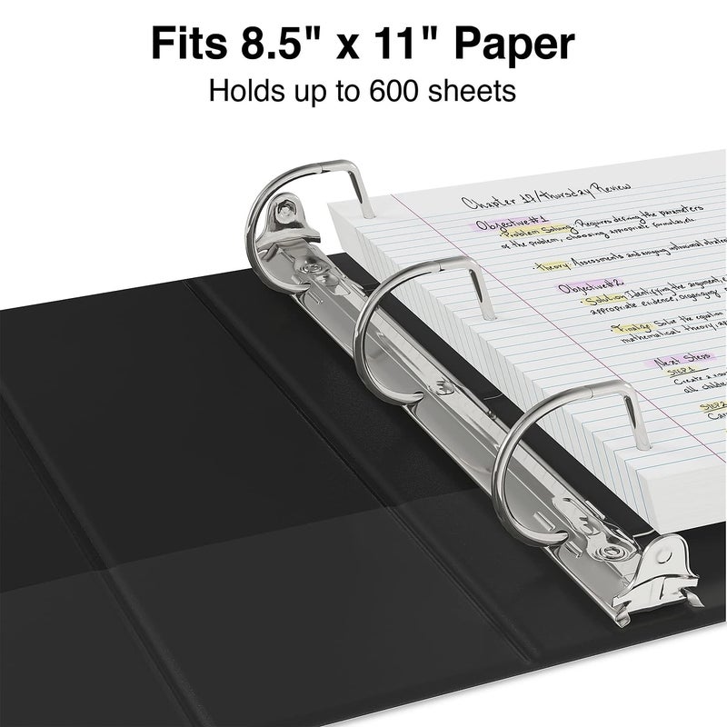 Staples 3-Ring Binder, 3 Inch D-Ring Organizer for Home, Office, School, Holds up to 600-Sheets, Black - Image 3